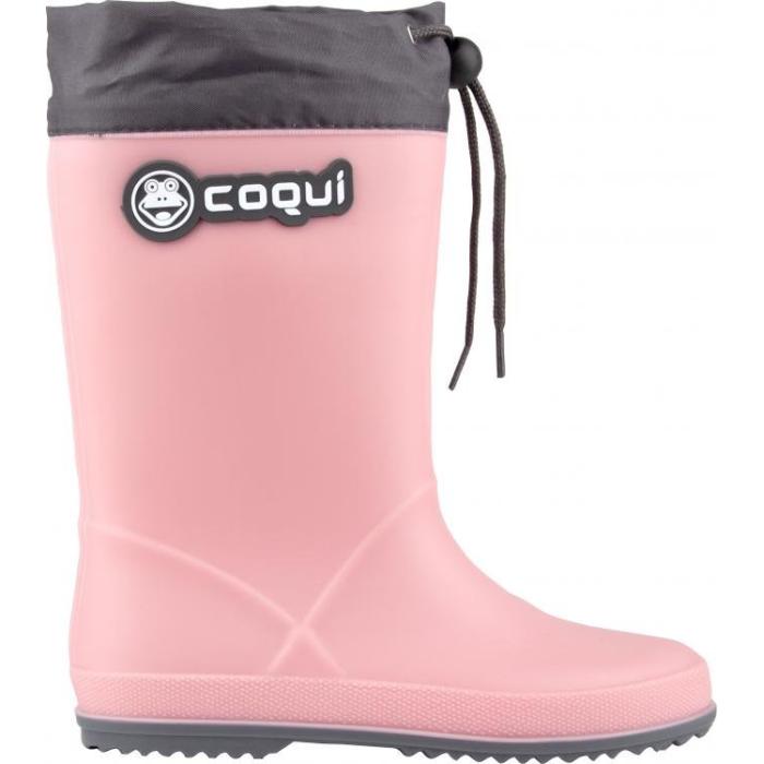 COQUI holínky dětské  Rainy collar 8509 powder pink/dk. grey