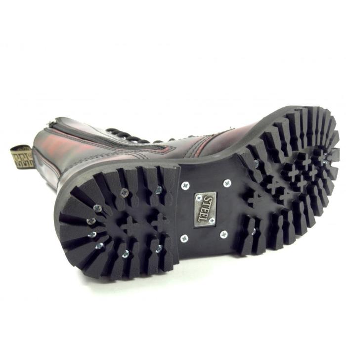 Steel boty 10 dírek 105/106/O/ZIP/black  26 červená, velikost 38