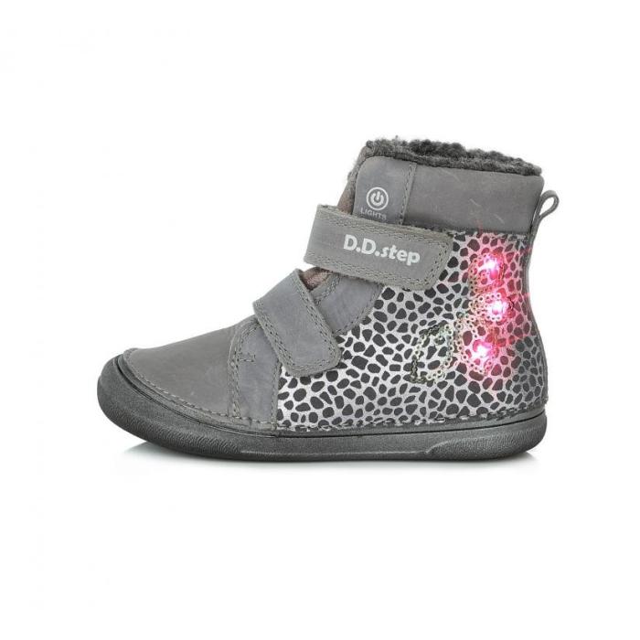 D.D.step dětská zimní obuv blikající W078 238AM dark grey, velikost 26