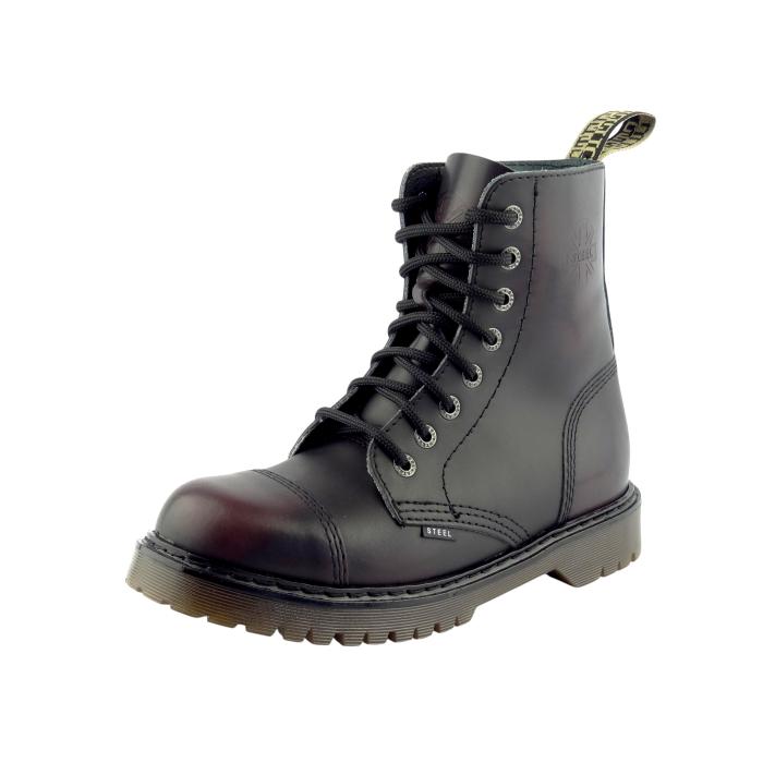 Steel boty 8 dírek 113/AL2 black/bordo- bez ocelové špičky blk/bordo, velikost 38