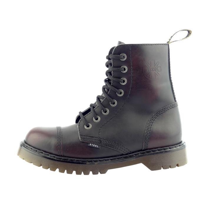 Steel boty 8 dírek 113/AL2 black/bordo- bez ocelové špičky blk/bordo