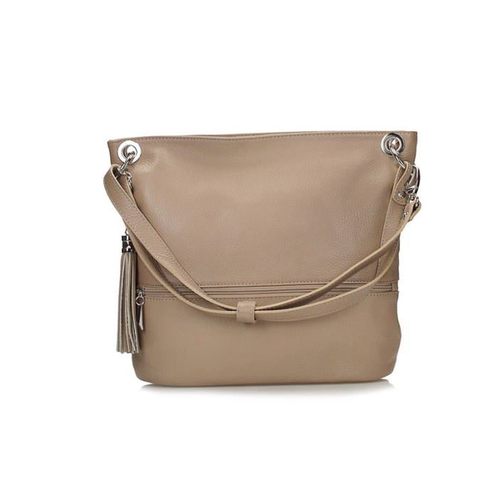 Toscanio kožená kabelka 1109 TOS D05 tm.béžová