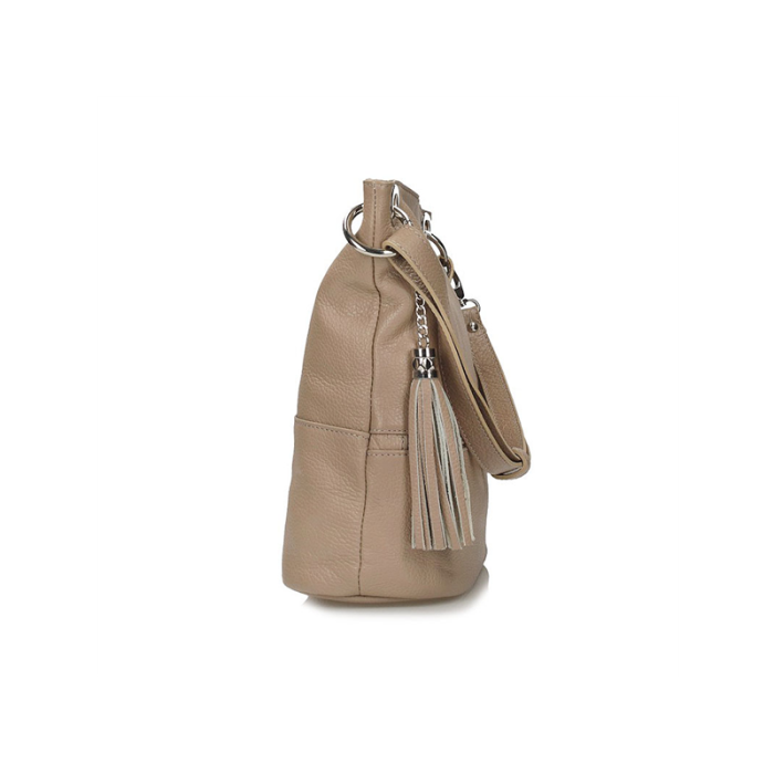 Toscanio kožená kabelka 1109 TOS D05 tm.béžová