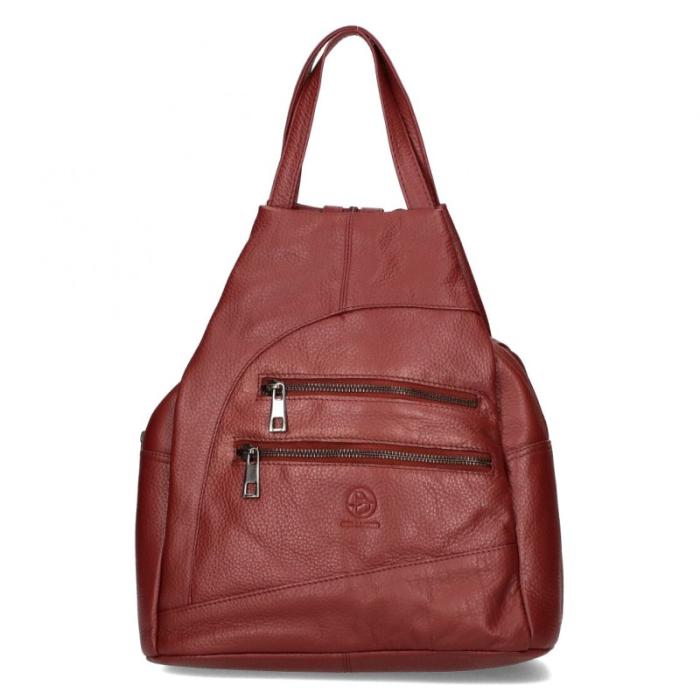 BELLUGIO kožený batoh DB 142-816 dark red
