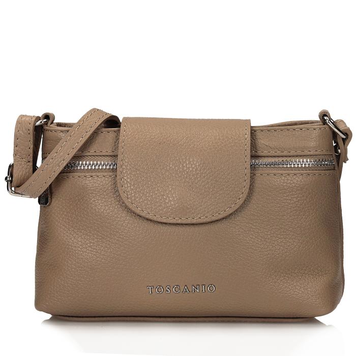 Toscanio kožená kabelka F268 béžová D05