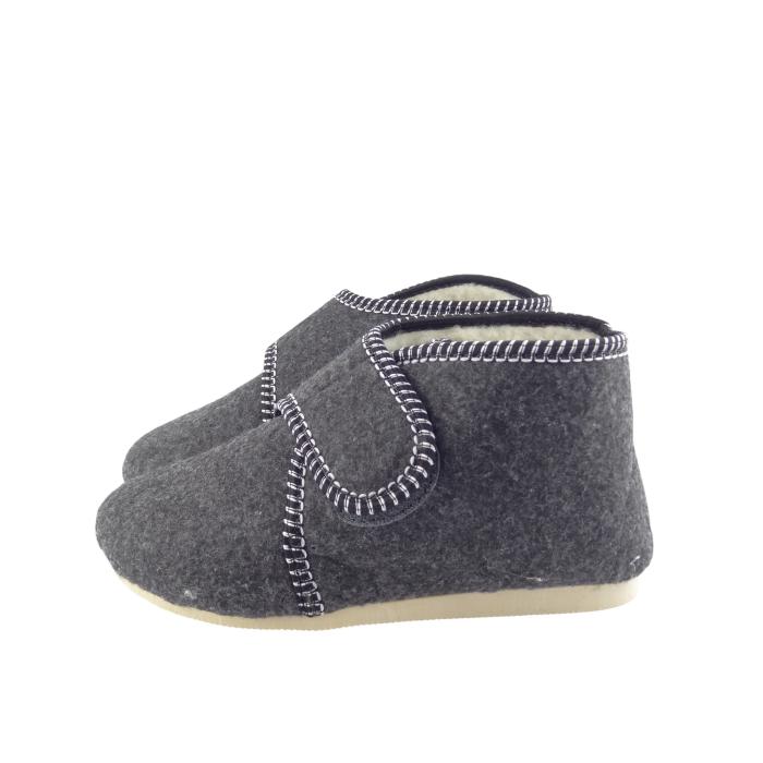 Bačkory na velcro šedá bílé obšití, velikost 41