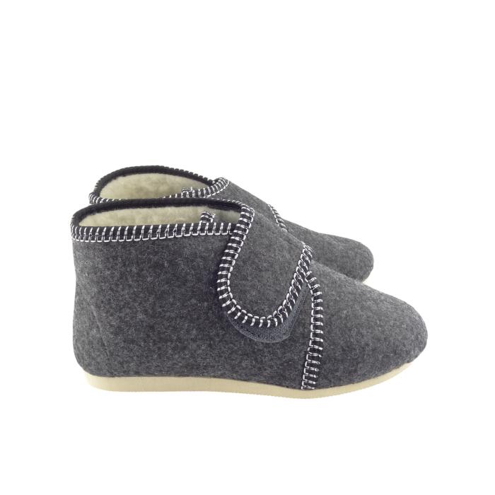 Bačkory na velcro šedá bílé obšití, velikost 41