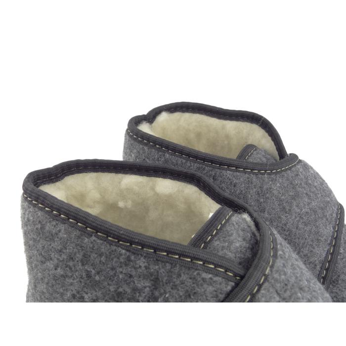 Bačkory na velcro šedá černé obšití, velikost 44