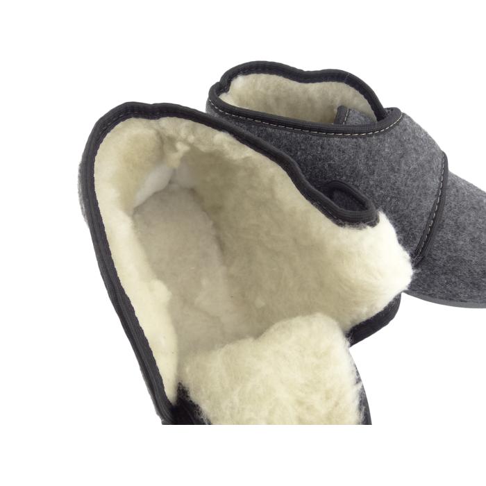 Bačkory na velcro šedá černé obšití, velikost 44