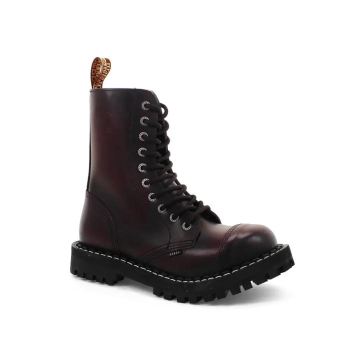 Steel boty 10 dírek 105/106/O/OC/zateplené black bordó 26