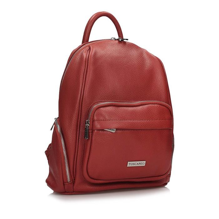 Toscanio batoh kožený E117 červená D61 pomeranč