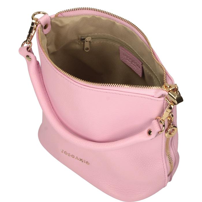 Toscanio kožená kabelka H21 TOS T3203 Fuksia